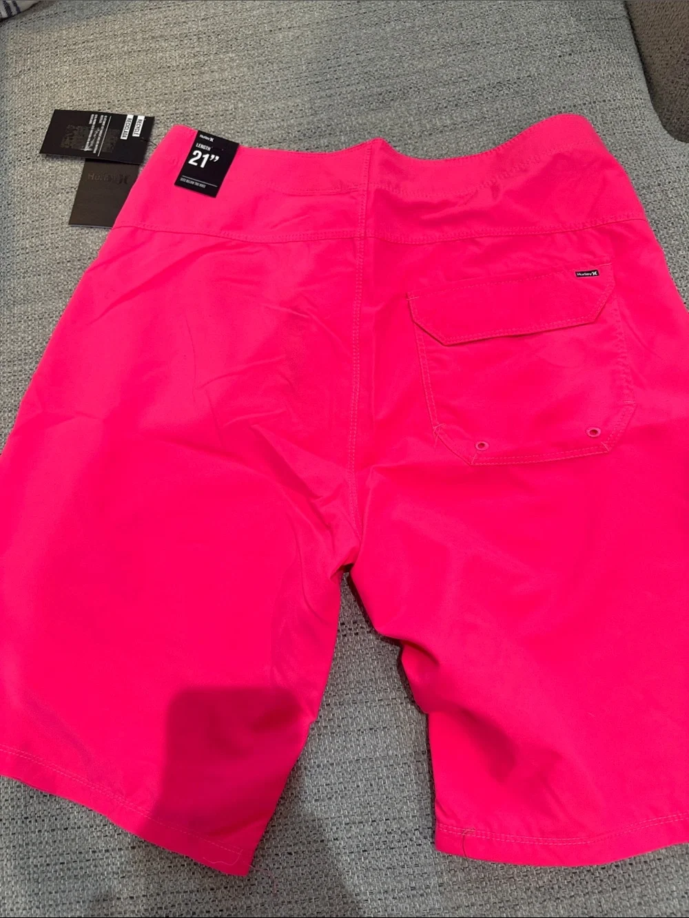 Hurley Men’s Neon Pink Boardshorts with Black Drawstring